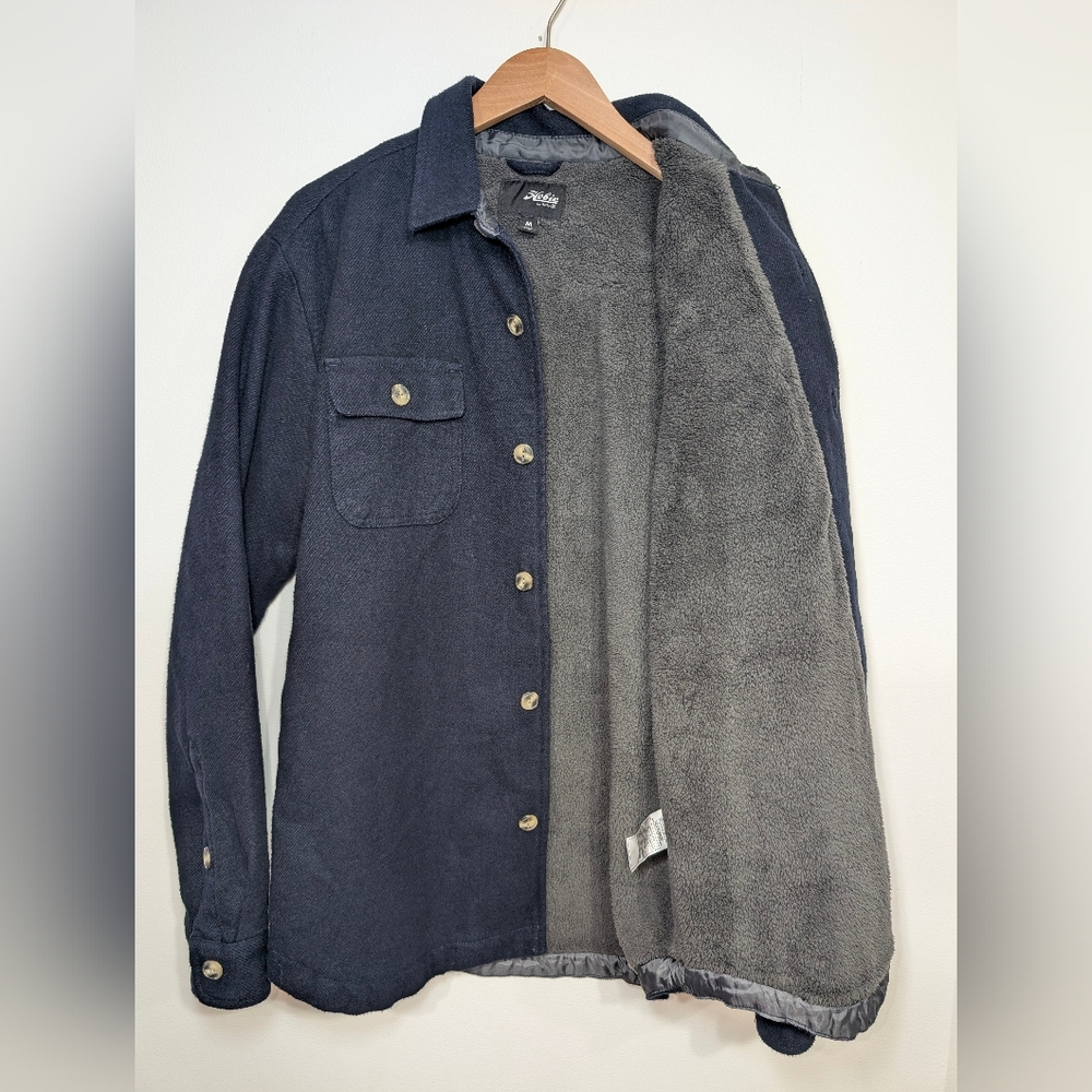 Hobie by Hurley Men's Md. Dark Blue Button Up Cotton Shirt Jacket Fleece Lined